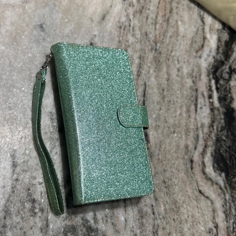 Varikke Samsung S20 FE Case Mint Green‎ Glitter Wallet Wristlet Folio Cover